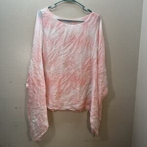 TEMPO PARIS Women’s SILK Made in Italy flowy layered blouse M/L pink Fairy‎ Boho